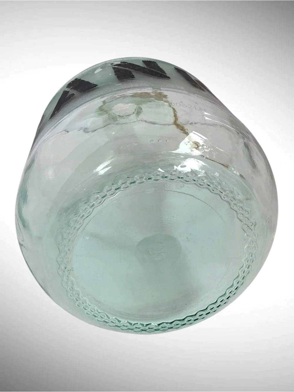Vintage Glass Bank Jug Bottle Green Tint Primitive Coin Bank
